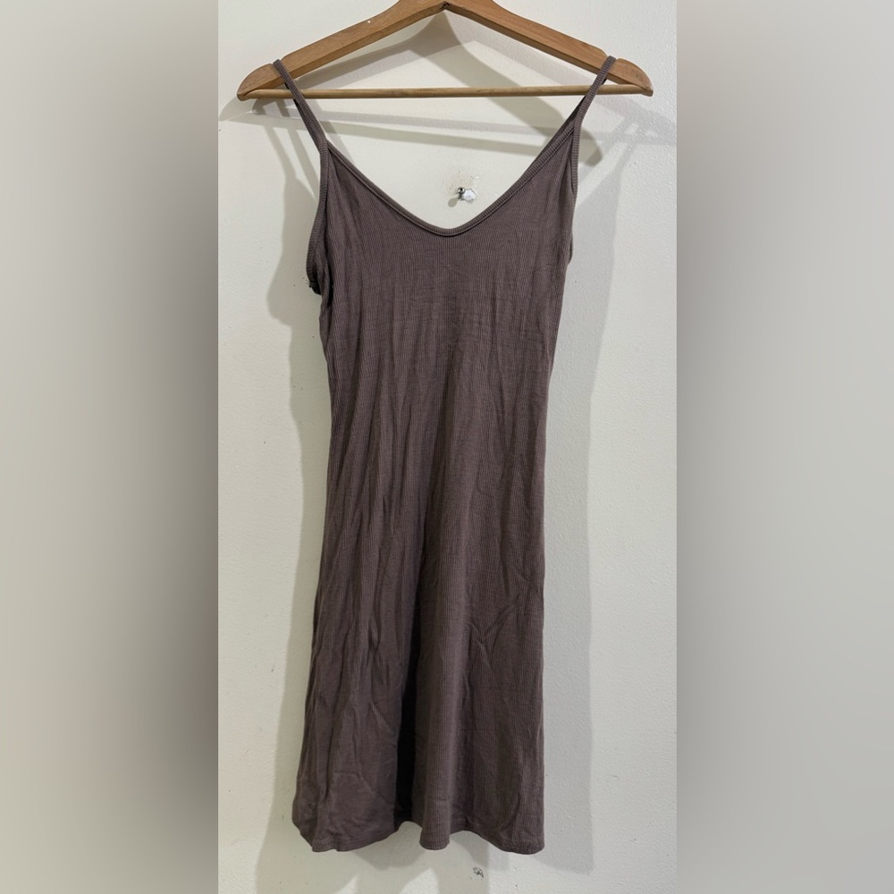 Joah Brown Taupe Spaghetti-Strap V-Neck Slip Dress